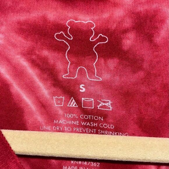 Grizzly Griptape T-shirt Mens Small - Bear Skateboard Lil Tak - Red Tie Dye - Picture 3 of 3